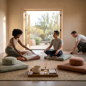 Meditation and yoga retreat setting