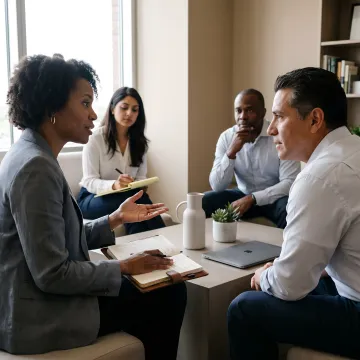 Executive coach guiding a senior leader through mental fitness planning