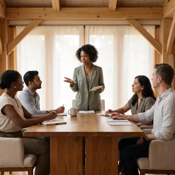 Executive team in a guided mindfulness retreat session