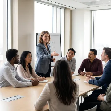 Speaker leading an employee engagement workshop