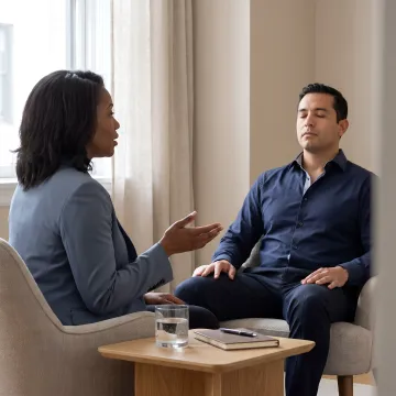 Resilience coach guiding a professional through mindfulness practice
