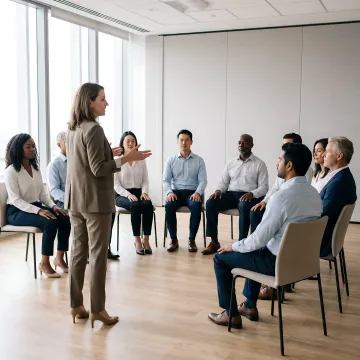 Speaker leading corporate stress management workshop