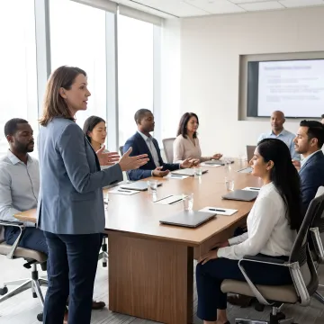 Facilitator leading a corporate mindfulness session