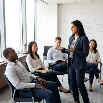 Executive mindfulness class guided by a facilitator