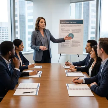 Facilitator leading corporate mental fitness training