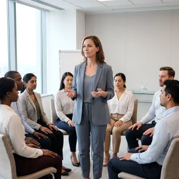 Facilitator leading a mindfulness workshop