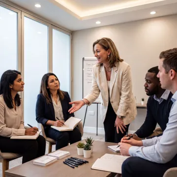 Facilitator leading a corporate mindfulness workshop