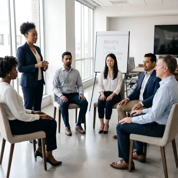 Corporate team participating in a high-performing teams workshop