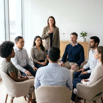 Facilitator leading employee mental fitness training