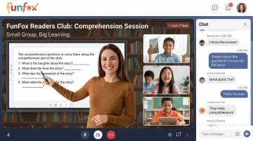 FunFox Readers Club live online small group comprehension session for primary students