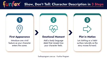 Three-step process for weaving character description naturally into narrative story