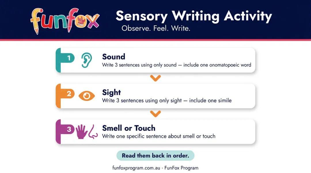Three-step thunderstorm writing activity using sound sight and smell senses