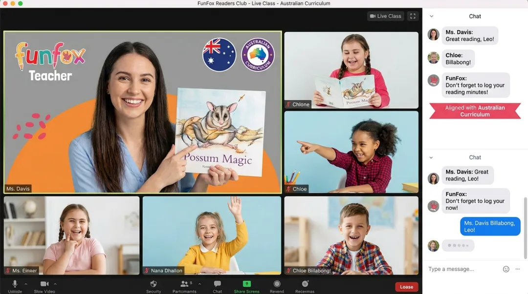 FunFox Readers Club small group live online reading comprehension session for children