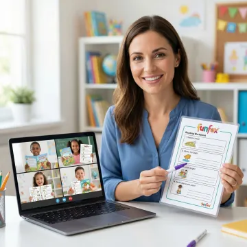 Teacher conducting online reading lesson with engaged students