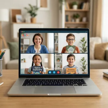 Fourth grade students participating in online reading class