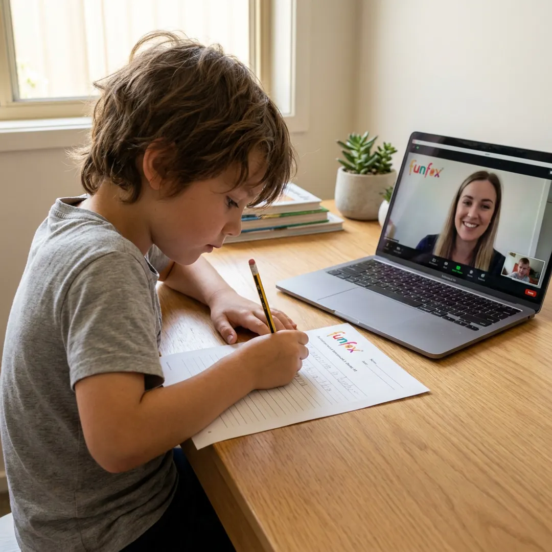 Online tutoring lesson with worksheets
