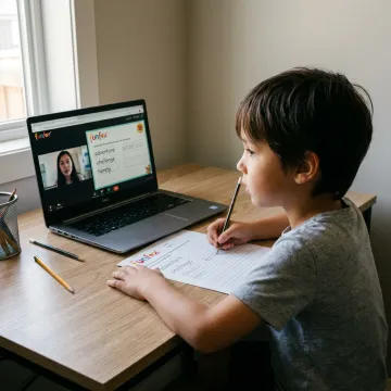 Child learning English spelling online