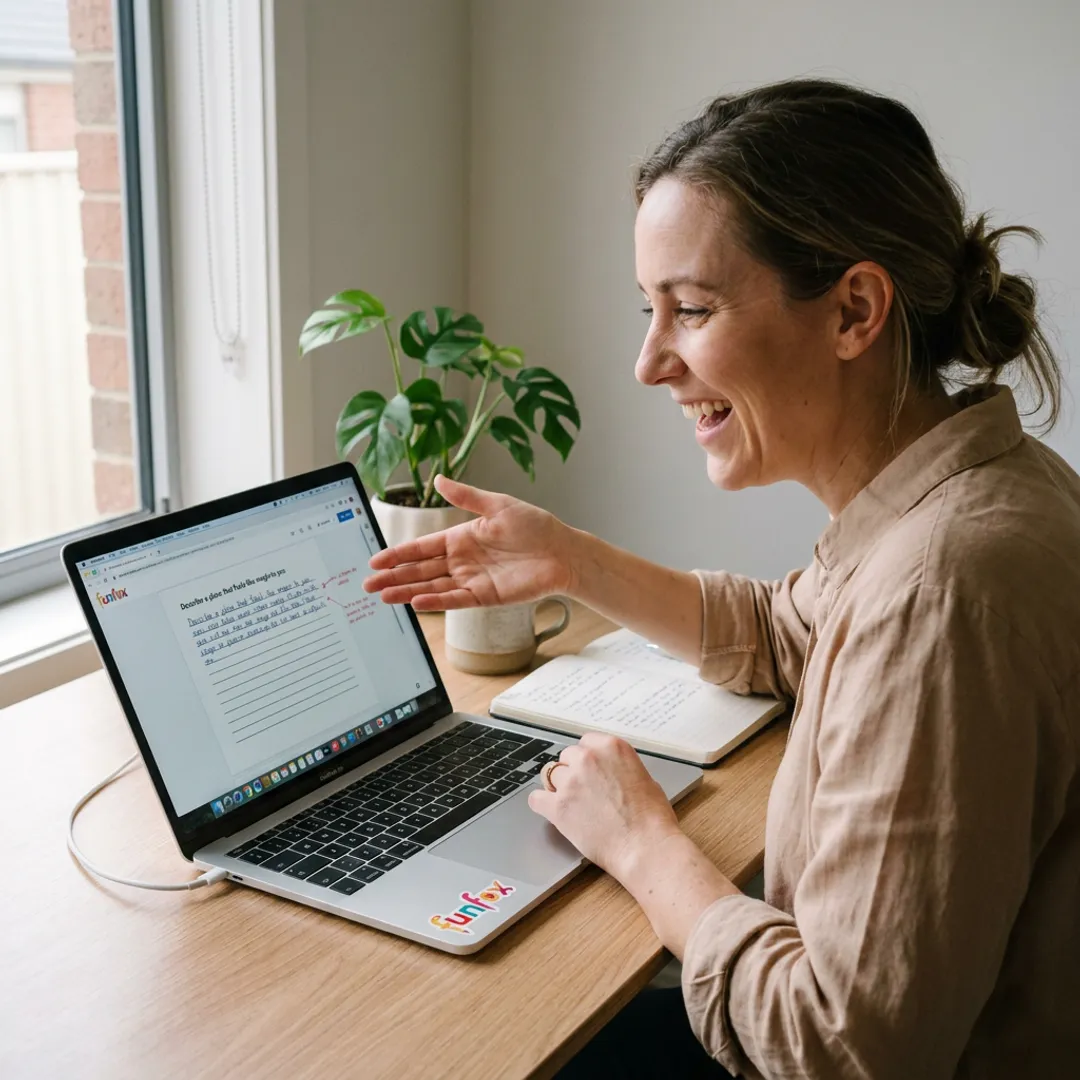 Online writing lesson with worksheets and feedback
