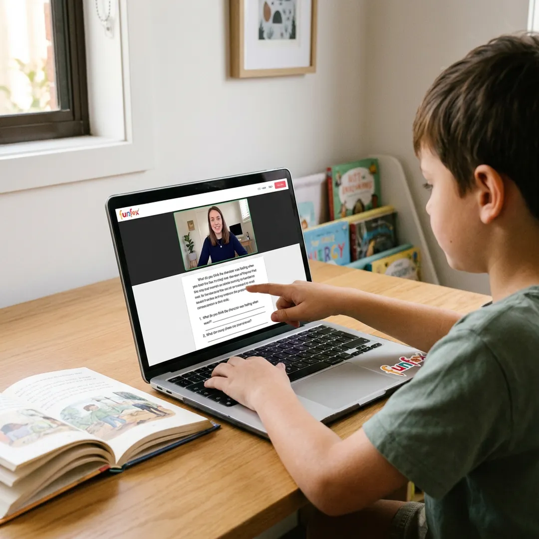 Online tutor guiding a student through reading comprehension