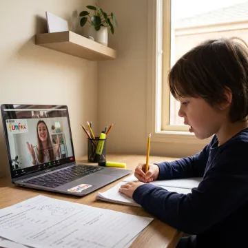 Student improving writing skills in an online class