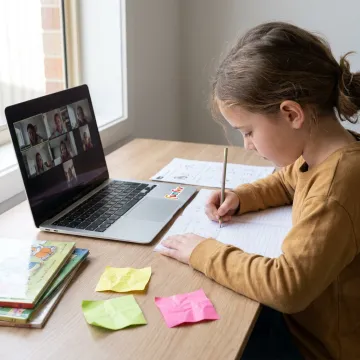 Student learning storytelling in an online class