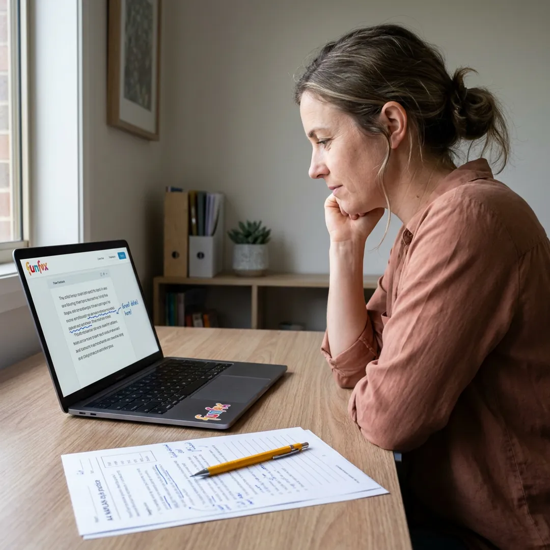 Online tutor reviewing student writing for NAPLAN