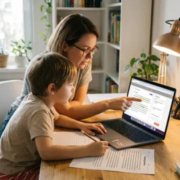 Online tutor reviewing NAPLAN practice work