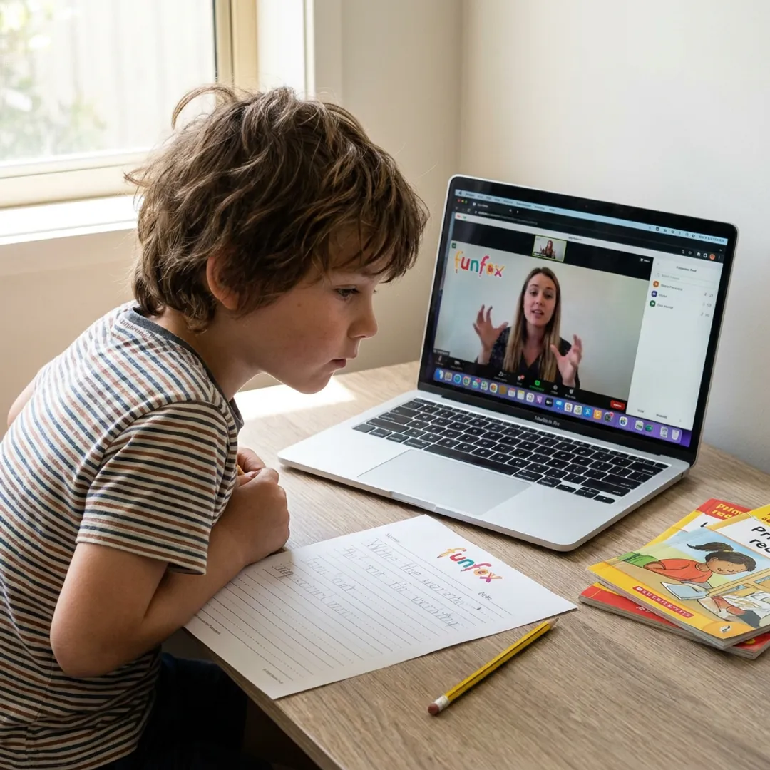 Student attending online selective school tutoring