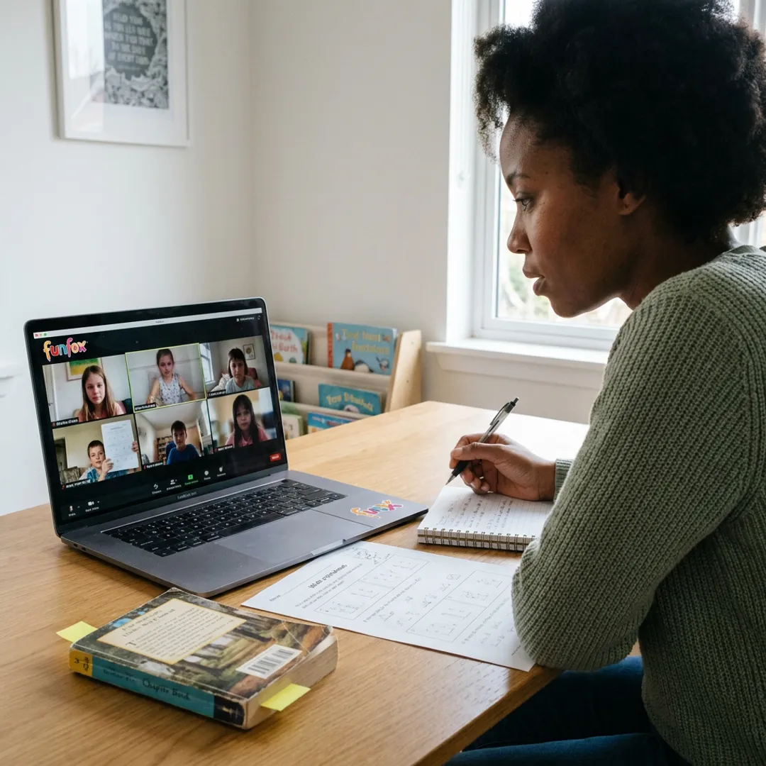 Online English tutoring lesson in progress