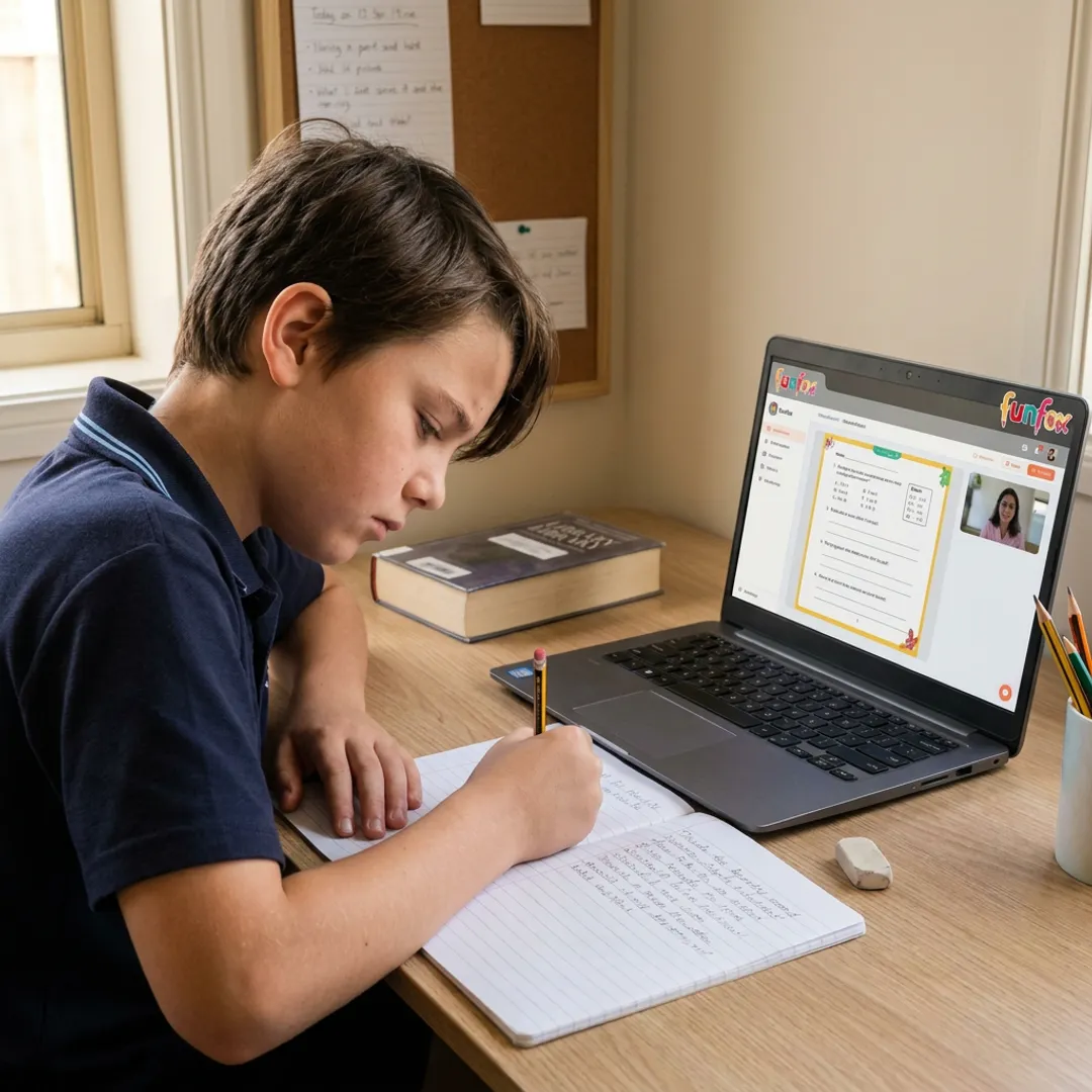 Student completing online Year 7 writing worksheet