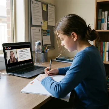 Student attending online Year 7 English tutoring