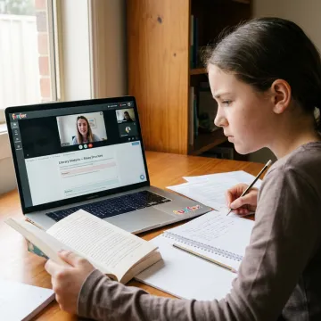 Year 7 student learning English online