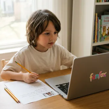 Year 3 student doing reading comprehension online
