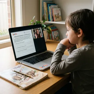 Teacher leading an online reading tutoring class