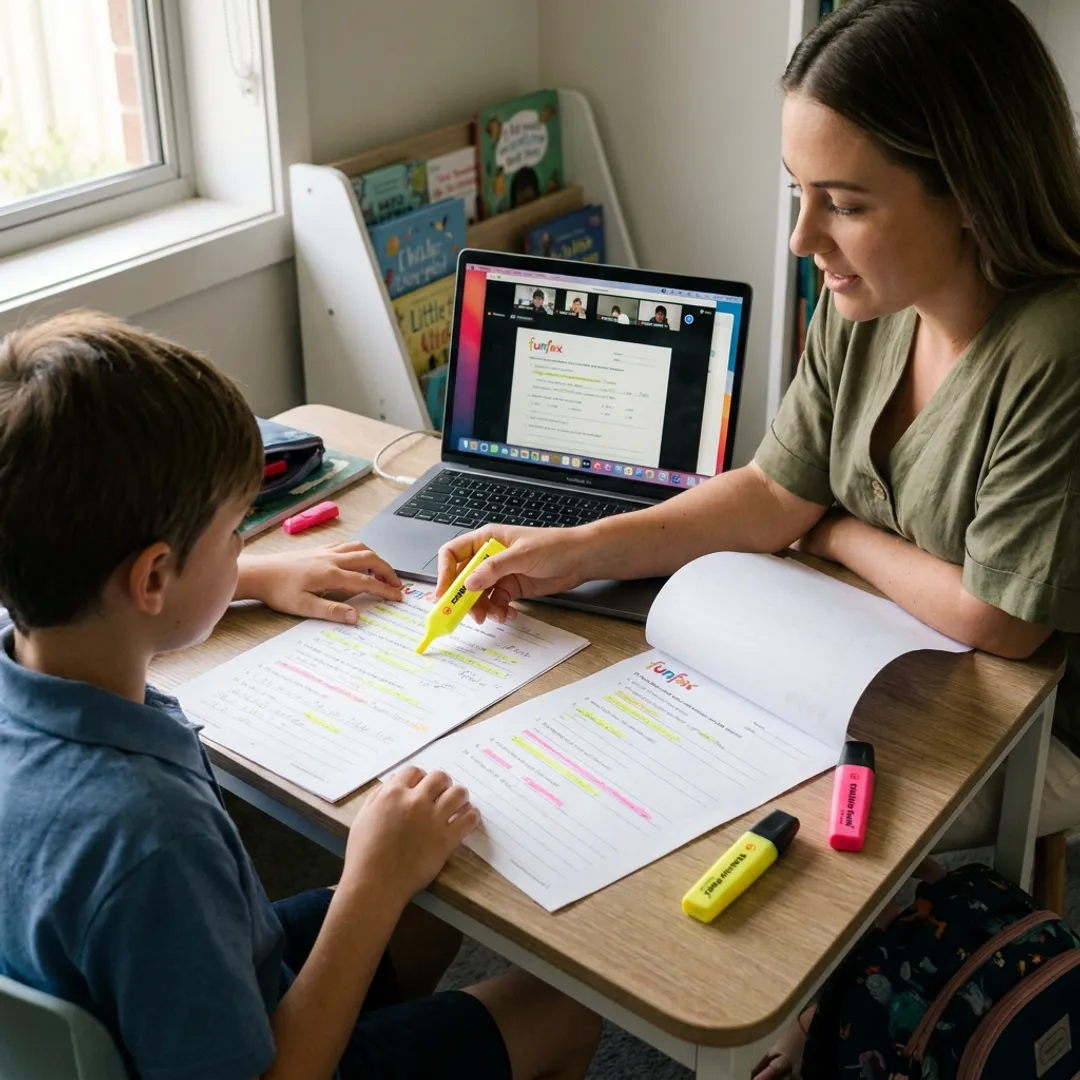 Tutor reviewing essay notes with student online