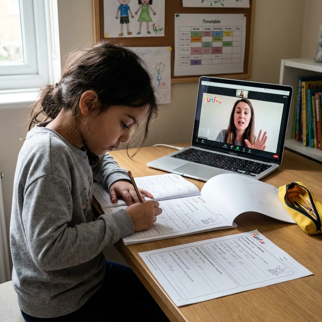 Online tutoring lesson for primary student