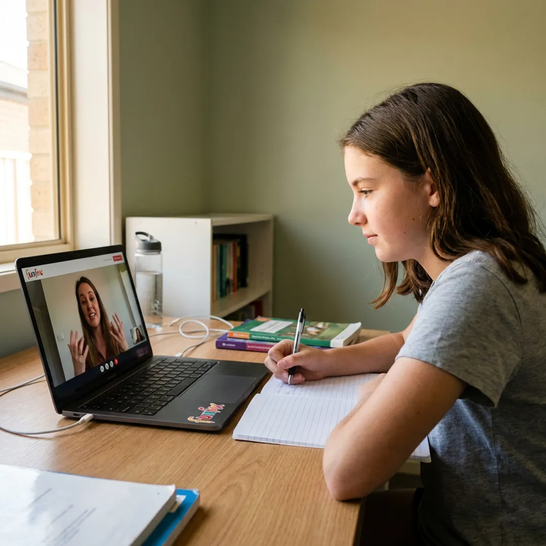 Online high school English tutoring session
