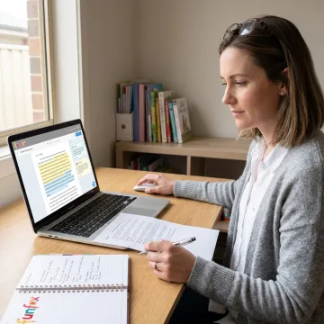 Online tutor reviewing a Year 7 essay