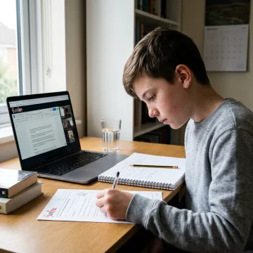 Year 7 student in an online tutoring lesson