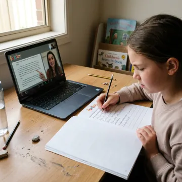 Year 5 student in online tutoring lesson
