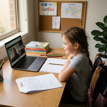 Year 3 child learning online with tutor
