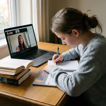 Year 9 student taking online English tutoring in Melbourne
