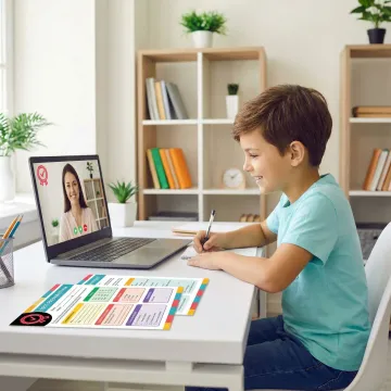 Student completing OC practice test exercises with teacher guidance online