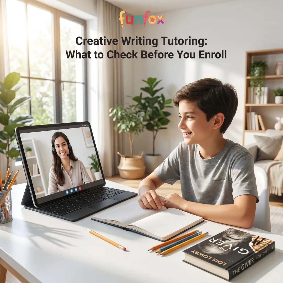 Tutor guiding a student through an online literacy lesson