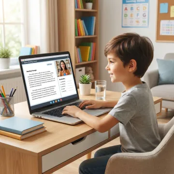 Online 4th grade reading lesson with teacher and student