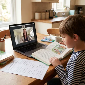 Online reading tutoring session for a K-12 student
