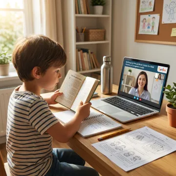 Student taking an online summer reading tutoring lesson