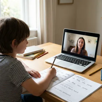 Online spelling tutor helping a child learn