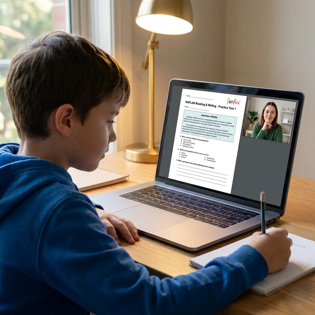 Online NAPLAN tutoring lesson with student and teacher