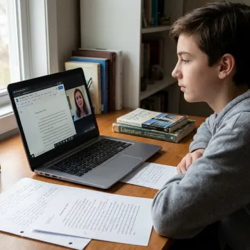 Online high school English tutoring session